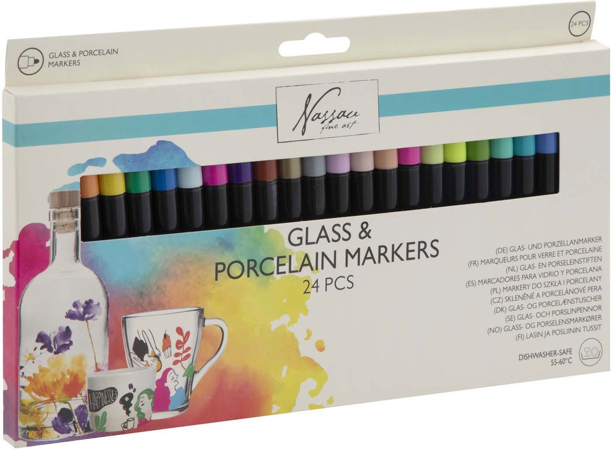 Nassau Fine Art Porselein- en Glasverf Stiften - 24 Stuks