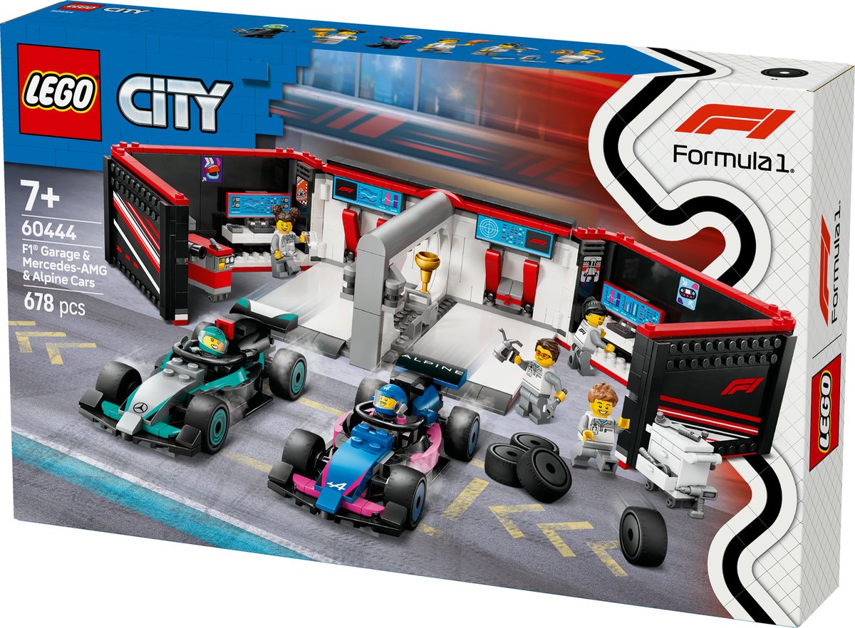LEGO City F1 Garage met Mercedes-AMG & Alpine Auto's - 60444