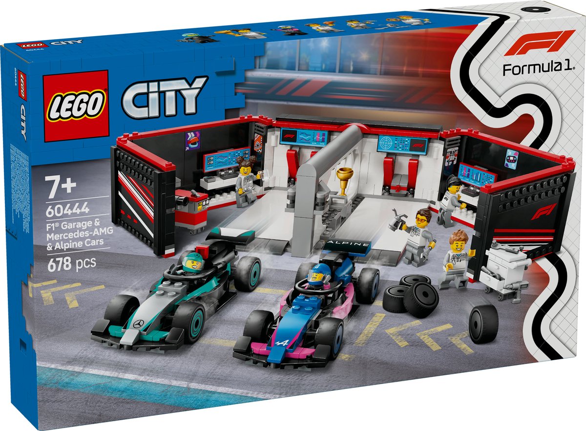 LEGO City F1 Garage met Mercedes-AMG & Alpine Auto's - 60444