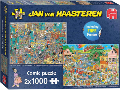 Jan van Haasteren Muziekwinkel & Vakantiepuzzels 2x1000 stukjes