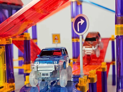 Magnaminds Magnetische Racebaan met Auto - 122-delig