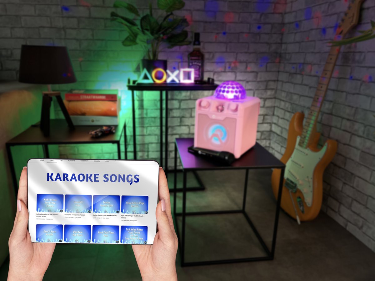 N-GEAR Disco Block 410 Karaoke Set met 2 Microfoons - Roze