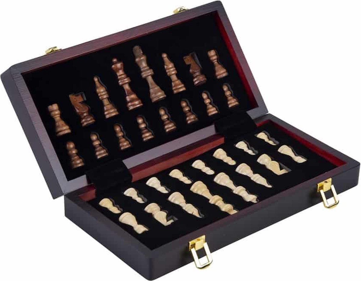 Longfield Houten Opvouwbaar Schaakspel 24,5 cm - Bruin