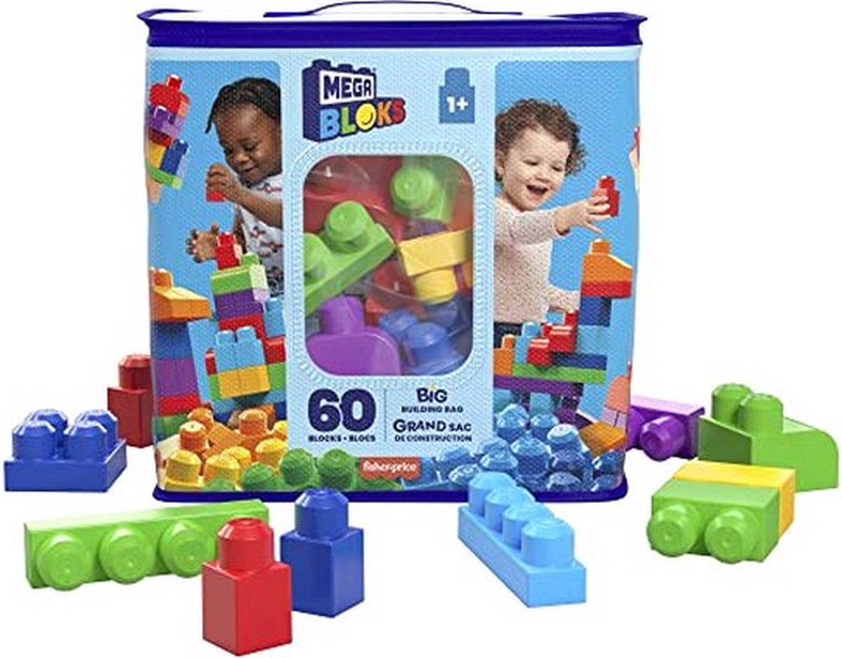 Mega Bloks Middelgrote Blauwe Bouwblokken Set - 60 Stuks