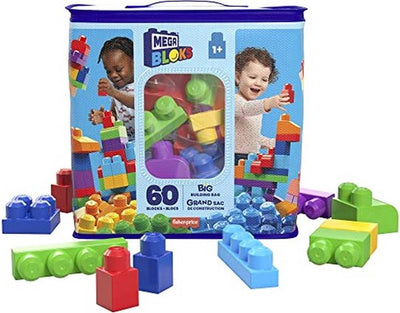 Mega Bloks Middelgrote Blauwe Bouwblokken Set - 60 Stuks