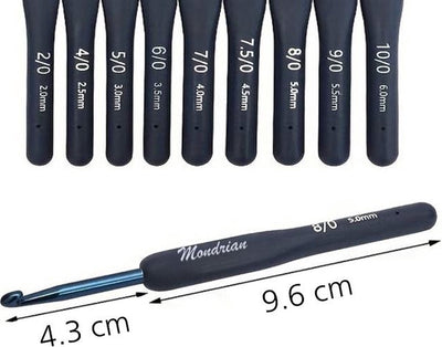 Mondrian Professionele Ergonomische Haakset - 9 Delig