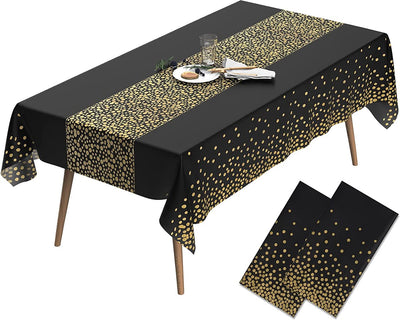 Partizzle® Zwarte & Gouden Wegwerptafelkleden - 2 Stuks