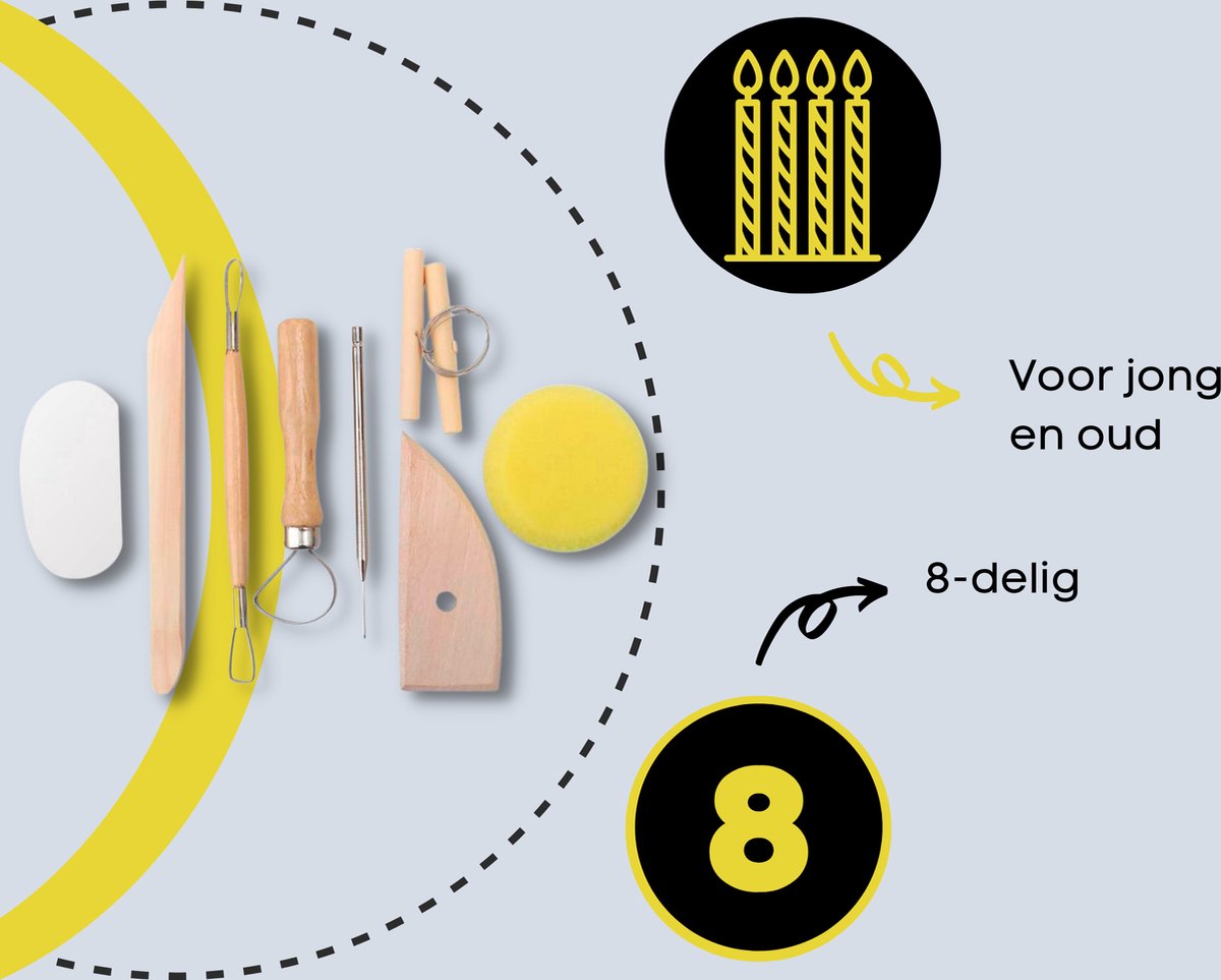 Sans marque 8-Delige Klei Modelleer Gereedschapset