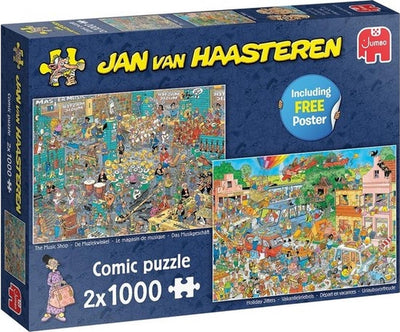Jan van Haasteren Muziekwinkel & Vakantiepuzzels 2x1000 stukjes