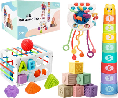 Be Sure Store Montessori 4-in-1 Stapeltoren voor Baby's