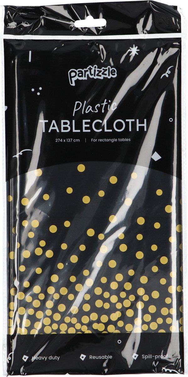 Partizzle® Zwarte & Gouden Wegwerptafelkleden - 2 Stuks