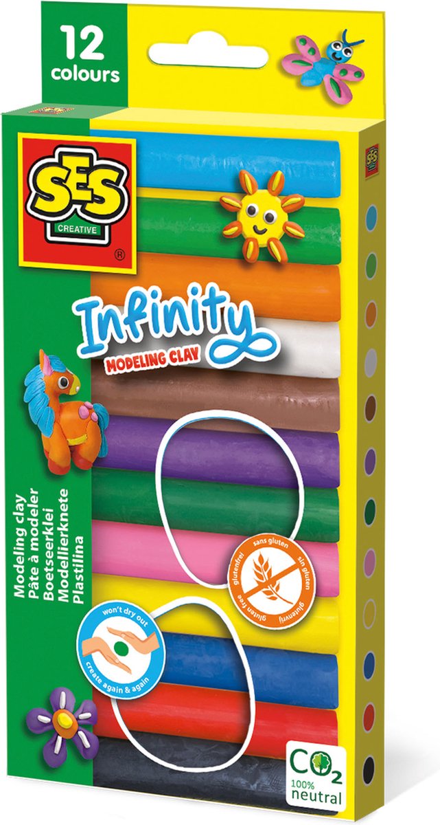 SES Creative Klei Infinity - 12 Kleurenpakket (180g)