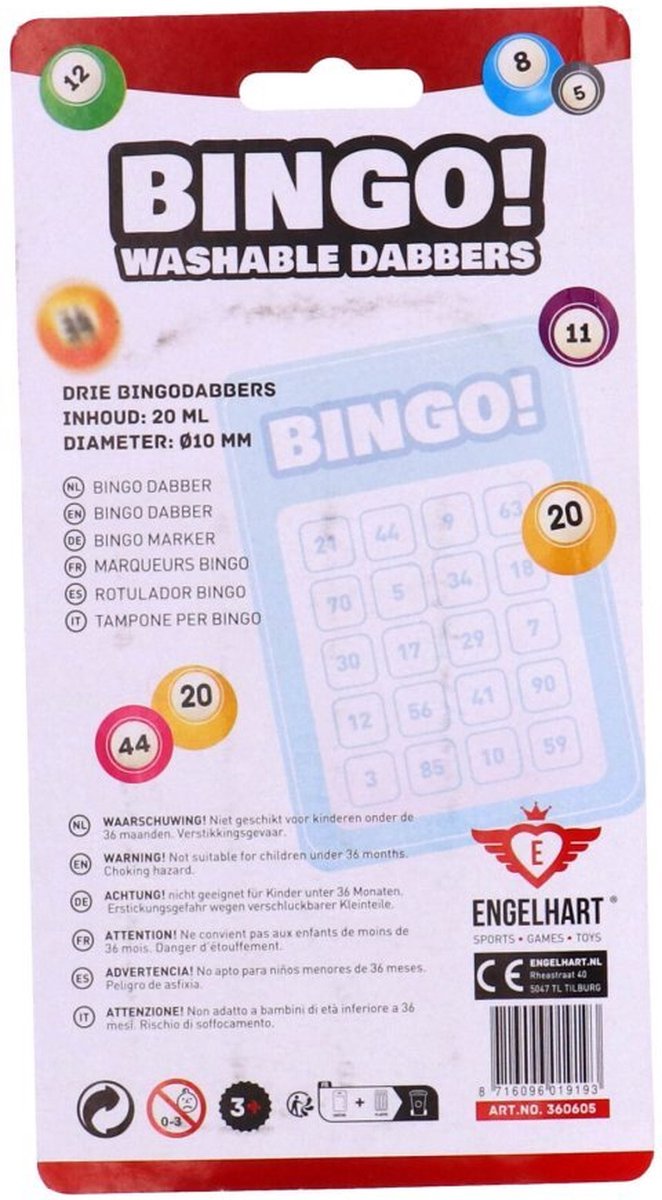Engelhart Bingo Stiften Set van 3 - Blauw, Geel & Rood - 20 ml
