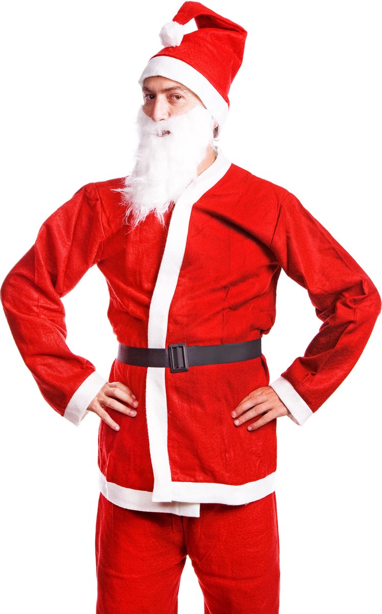 Springos Kerstman Kostuum 5-delig - Rood