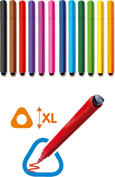 SES Ik Leer Driehoek Grip Stiften - Ergonomisch - 12 Kleuren