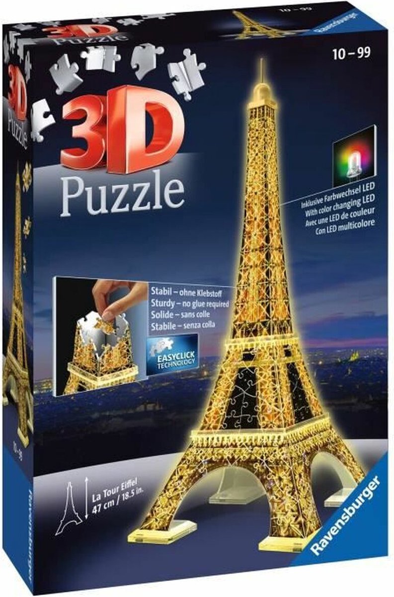Ravensburger Eiffeltoren bij Nacht 3D Puzzel - 216 Stukjes