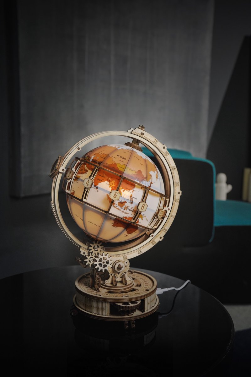 Robotime Luminous Globe ST003 - Houten Wereldbol Maquette