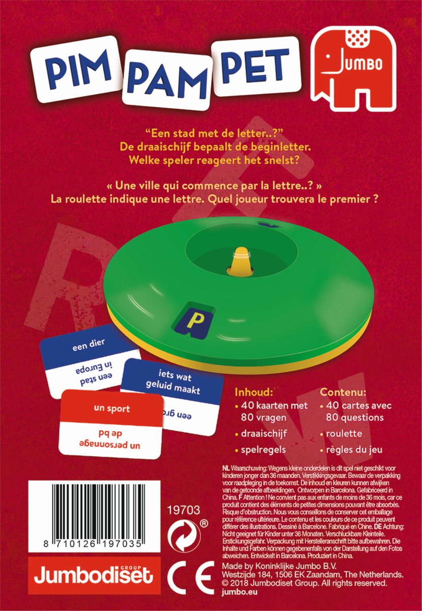 Jumbo Pim Pam Pet Original - Klassiek Gezelschapsspel