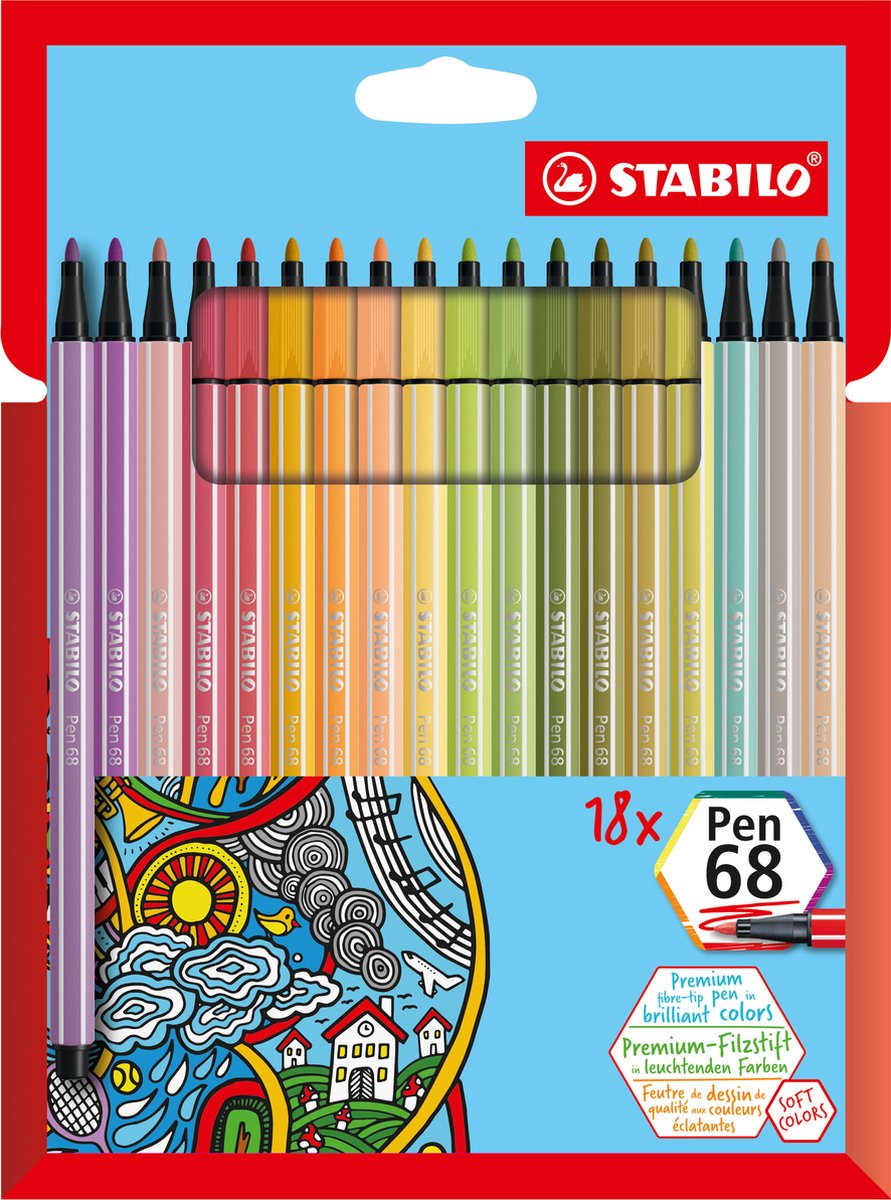 STABILO Pen 68 Premium Finelinerset - 18 Nieuwe Kleuren