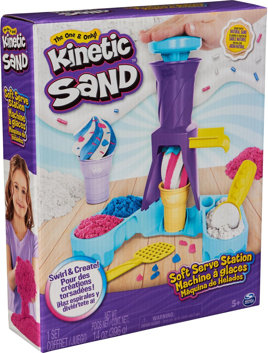 Kinetic Sand IJsset met 396g Blauw, Roze en Wit Zand