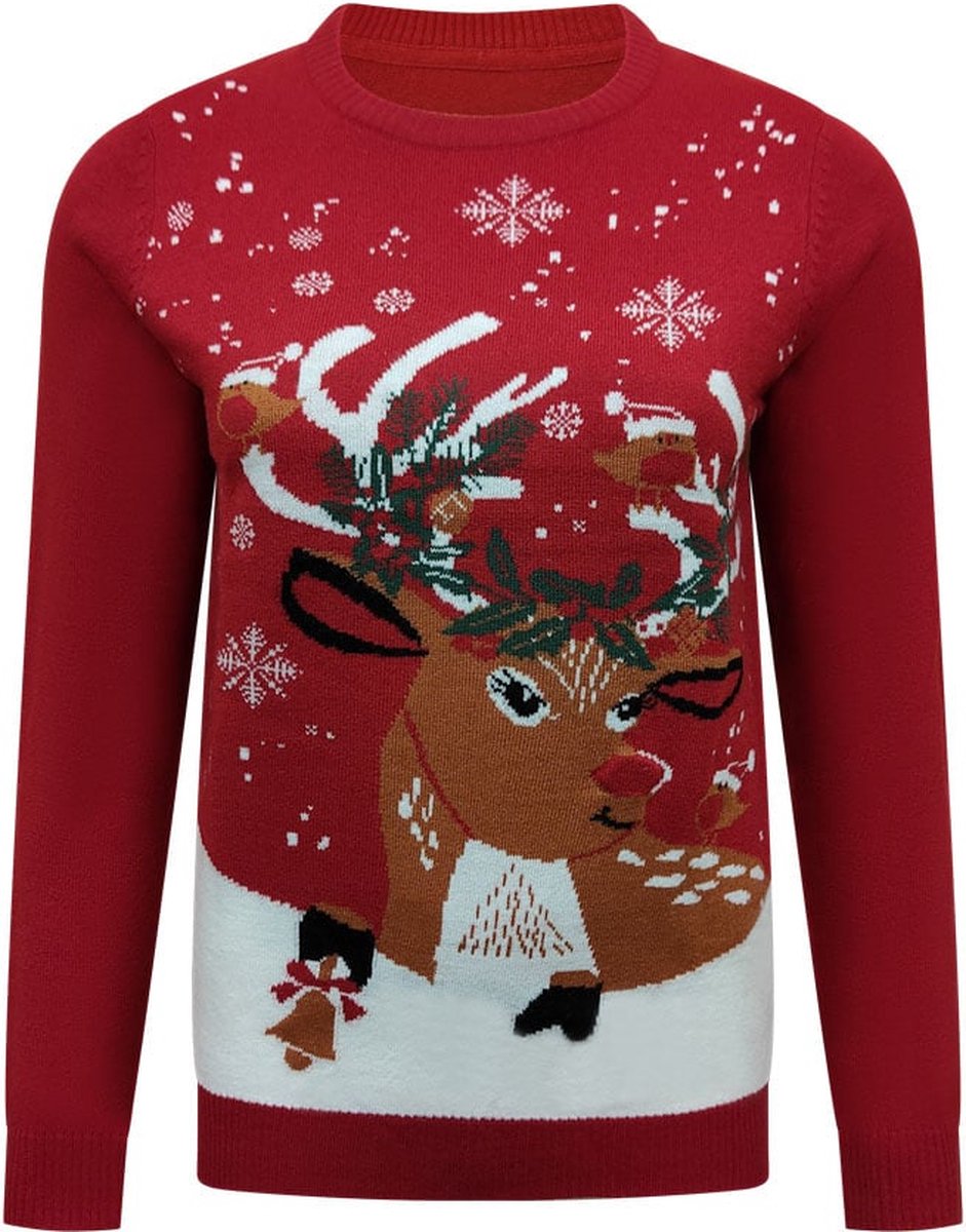 Sans marque Kersttrui Rendier & Vogels Rood - Dames