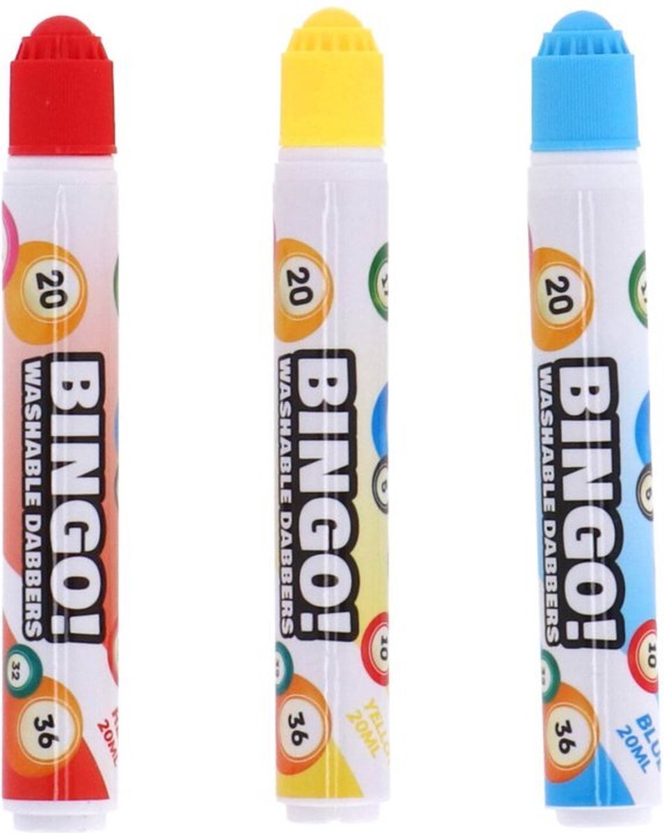 Engelhart Bingo Stiften Set van 3 - Blauw, Geel & Rood - 20 ml