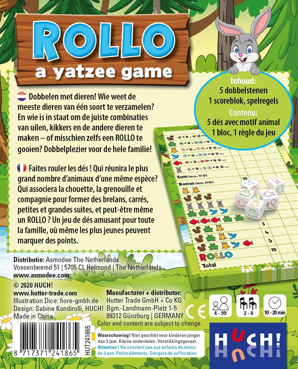 Hutch Rollo Yahtzee Dierenspel - Dobbelspel