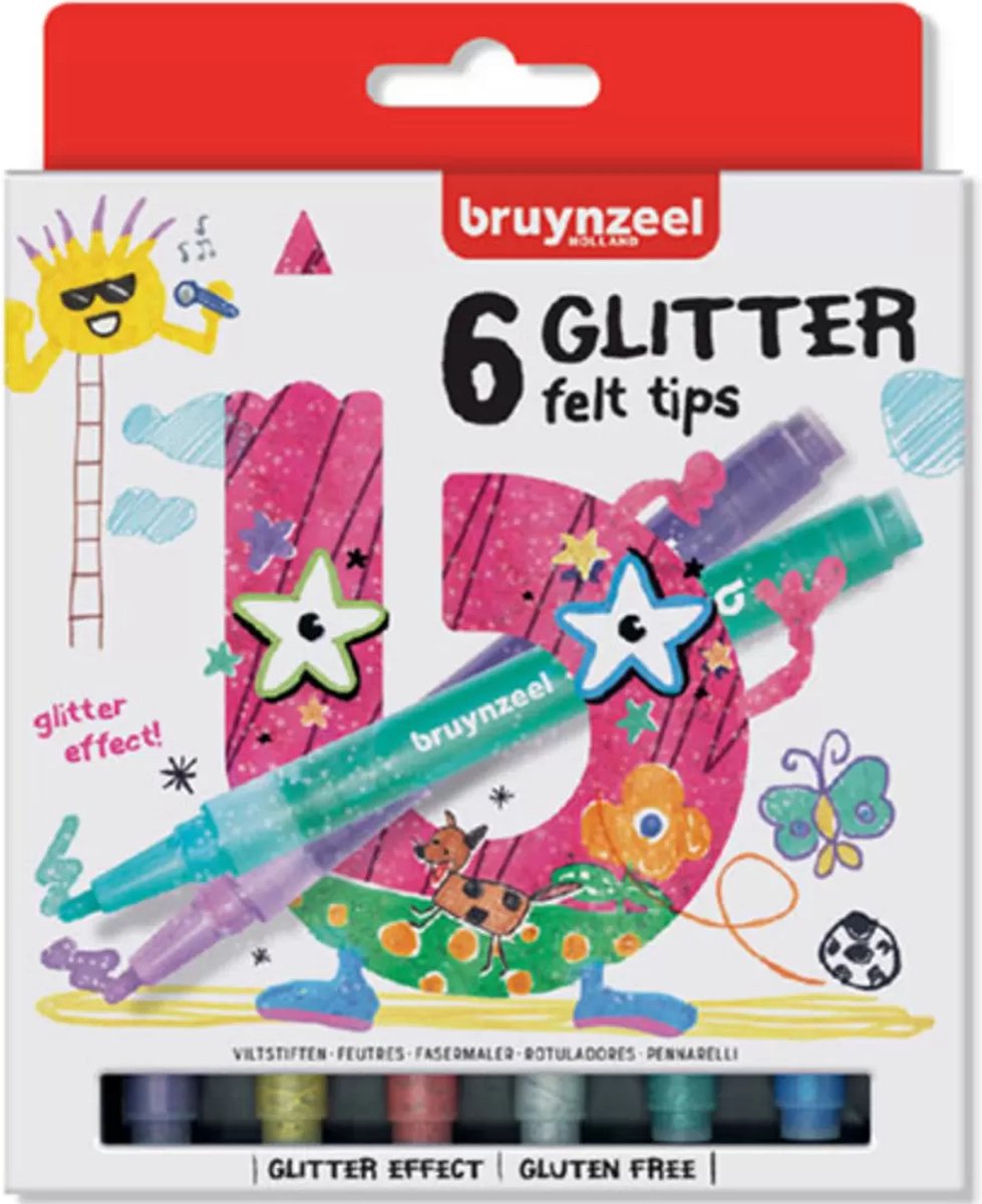 BRUYNZEEL Kids Glitterstiften Set van 6
